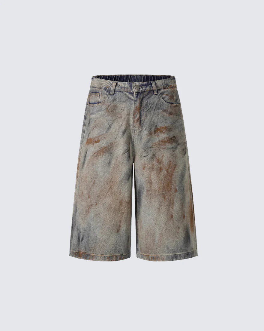 American Vintage Dirty Wash Loose Fit Denim Shorts - Image 6