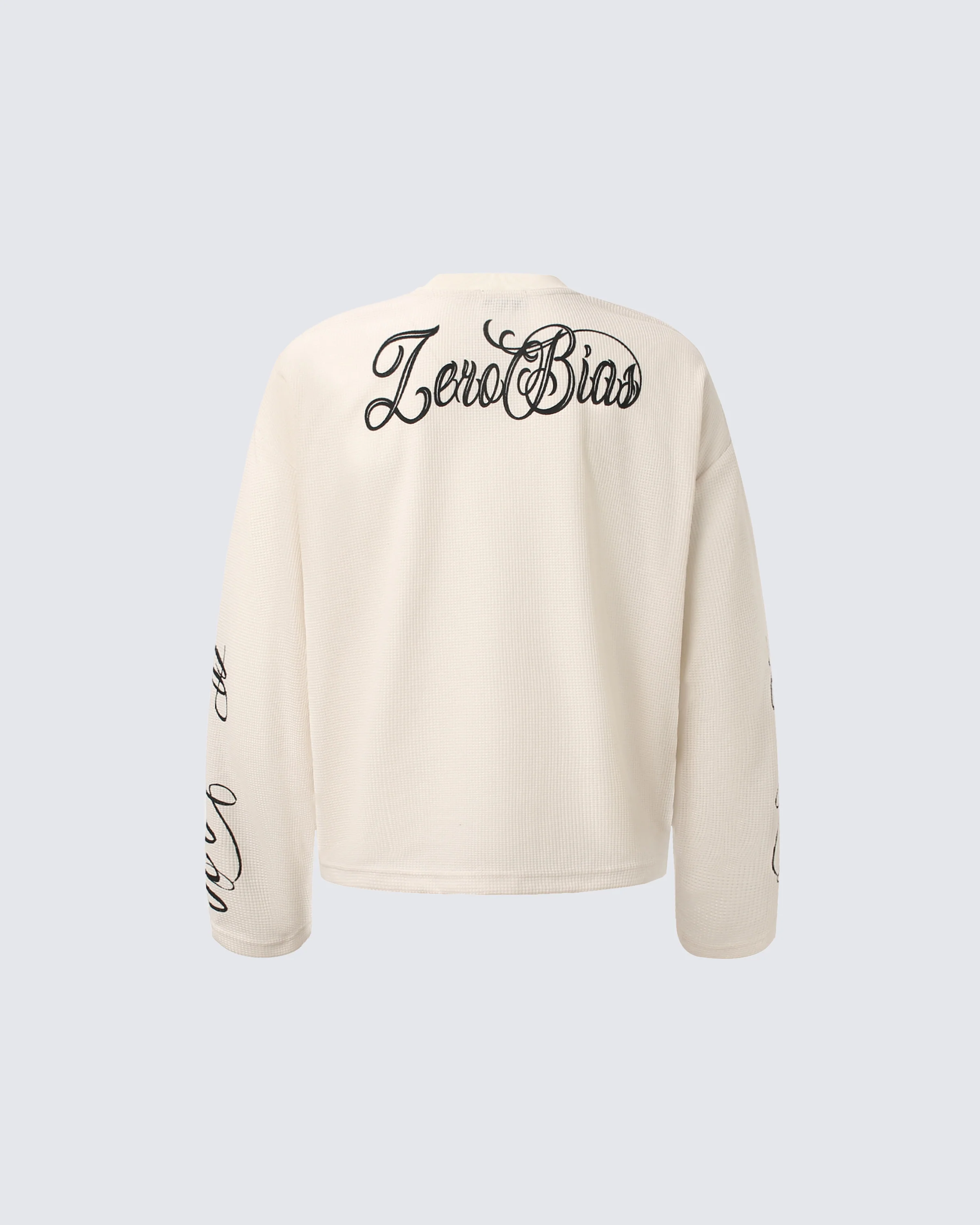 American Vintage Letter Print Waffle Long Sleeve T-Shirt - Image 3