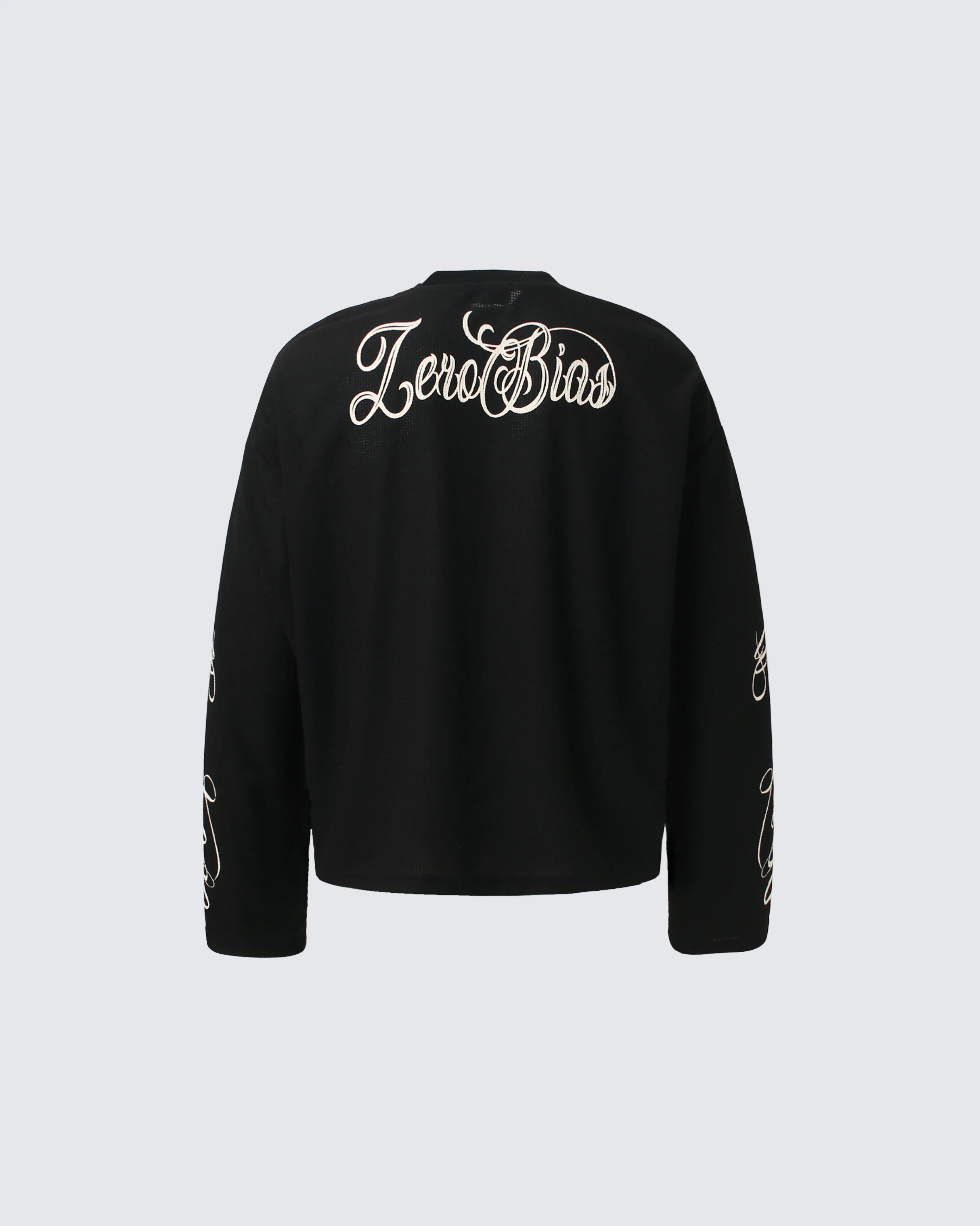 American Vintage Letter Print Waffle Long Sleeve T-Shirt - Image 4