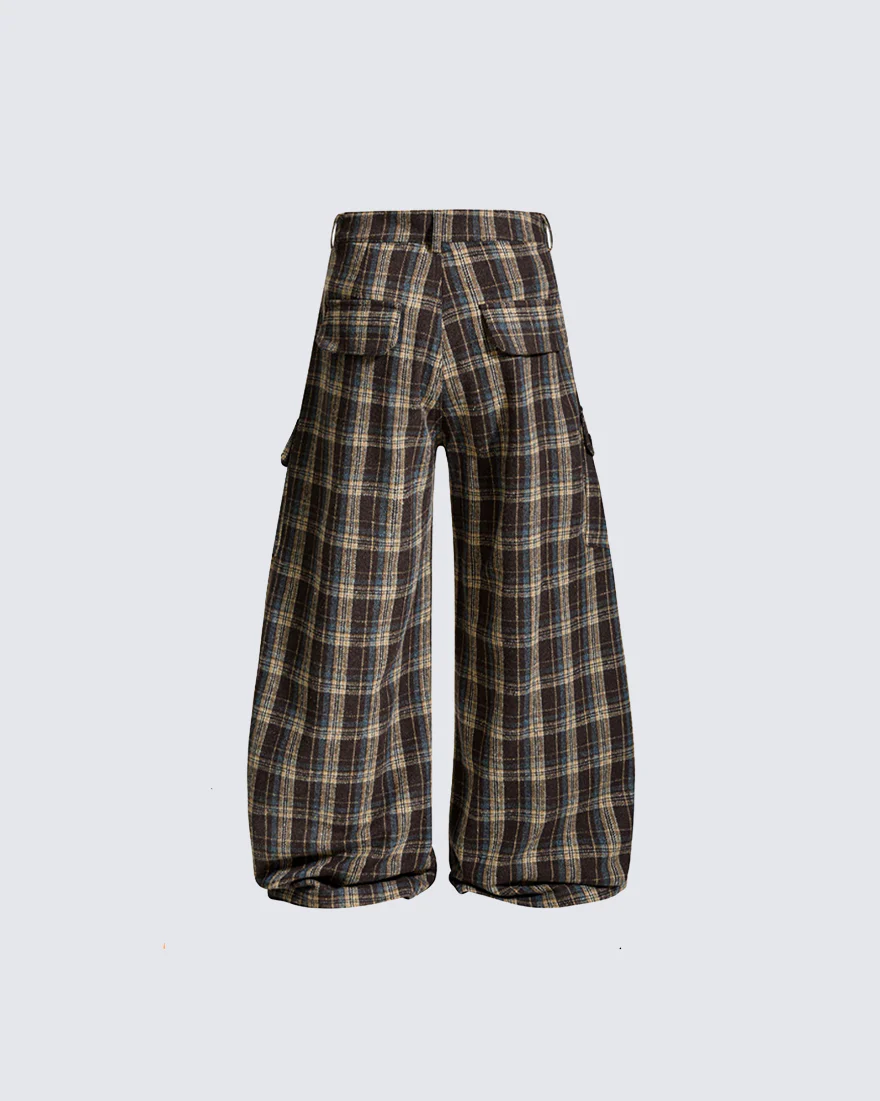 American Vintage Multi-Pocket Checkered Cargo Pants - Image 3