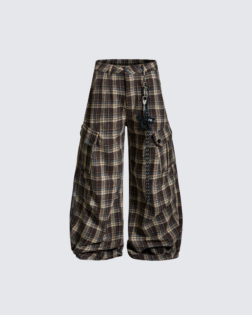 American Vintage Multi-Pocket Checkered Cargo Pants - Image 8