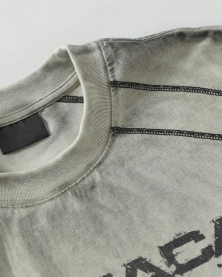 American Vintage Washed Contrast Stitch Graphic T-Shirt - Image 7