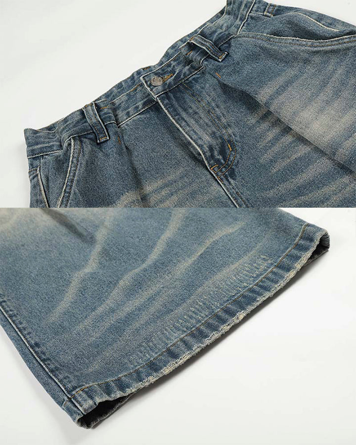 American Vintage Whiskered Washed Denim Jeans - Image 10