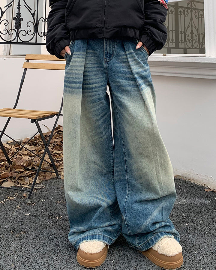 American Vintage Whiskered Washed Denim Jeans - Image 2