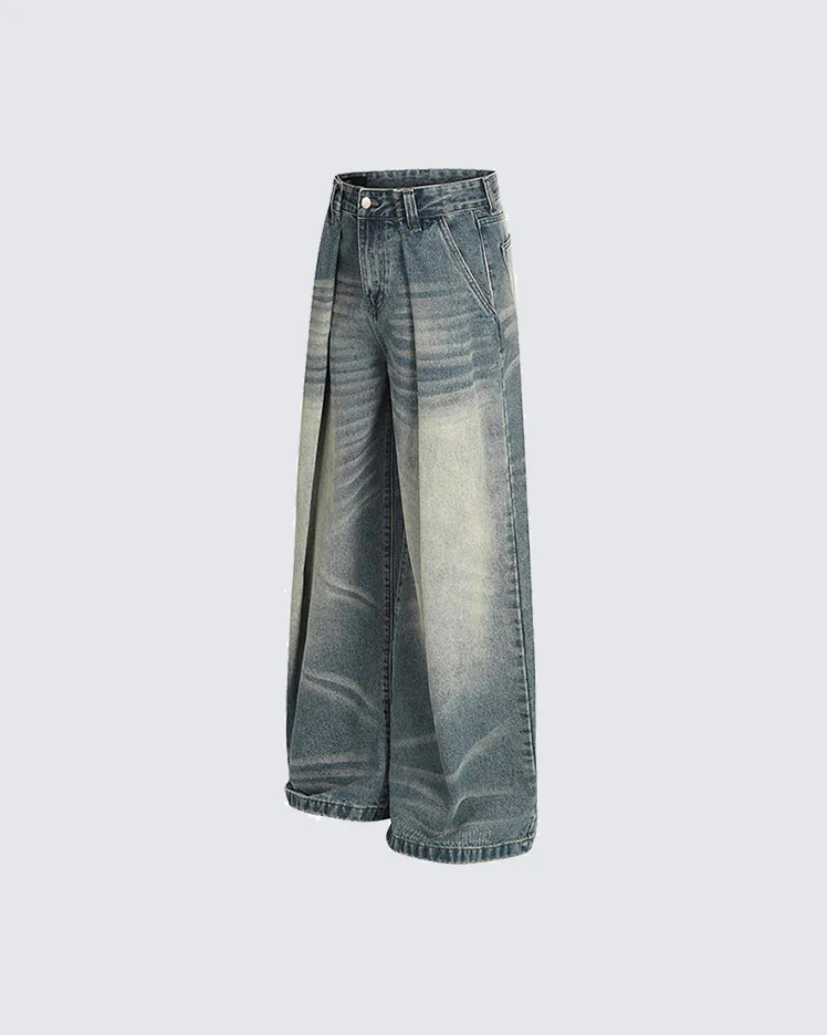 American Vintage Whiskered Washed Denim Jeans - Image 5