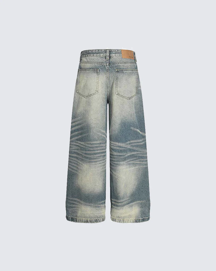 American Vintage Whiskered Washed Denim Jeans - Image 7