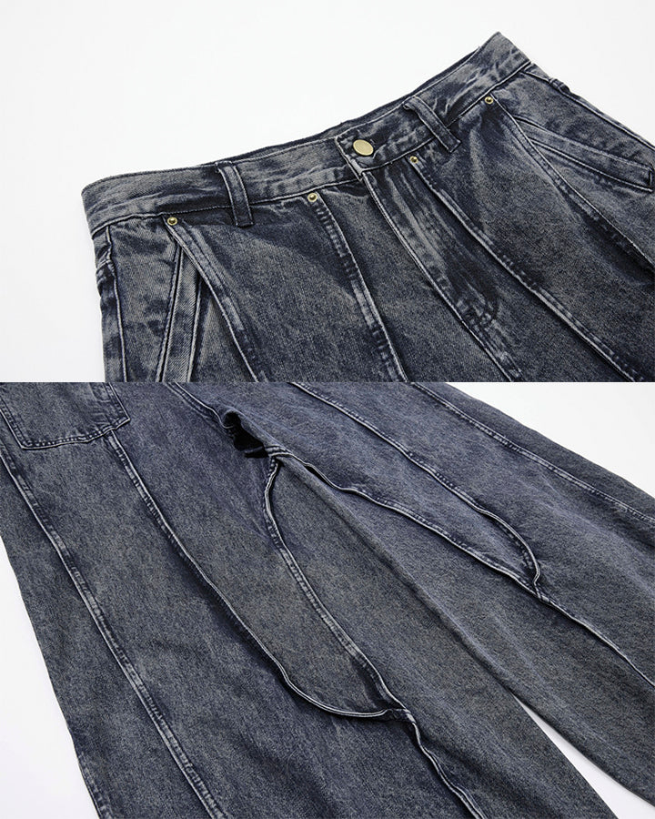 American Wash Patchwork Loose-Fit Denim Pants - Image 11