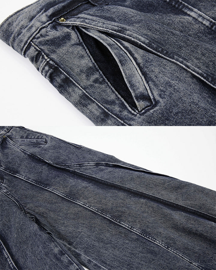 American Wash Patchwork Loose-Fit Denim Pants - Image 12