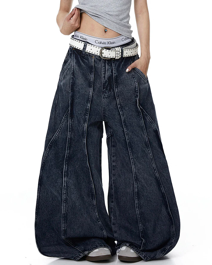 American Wash Patchwork Loose-Fit Denim Pants - Image 2