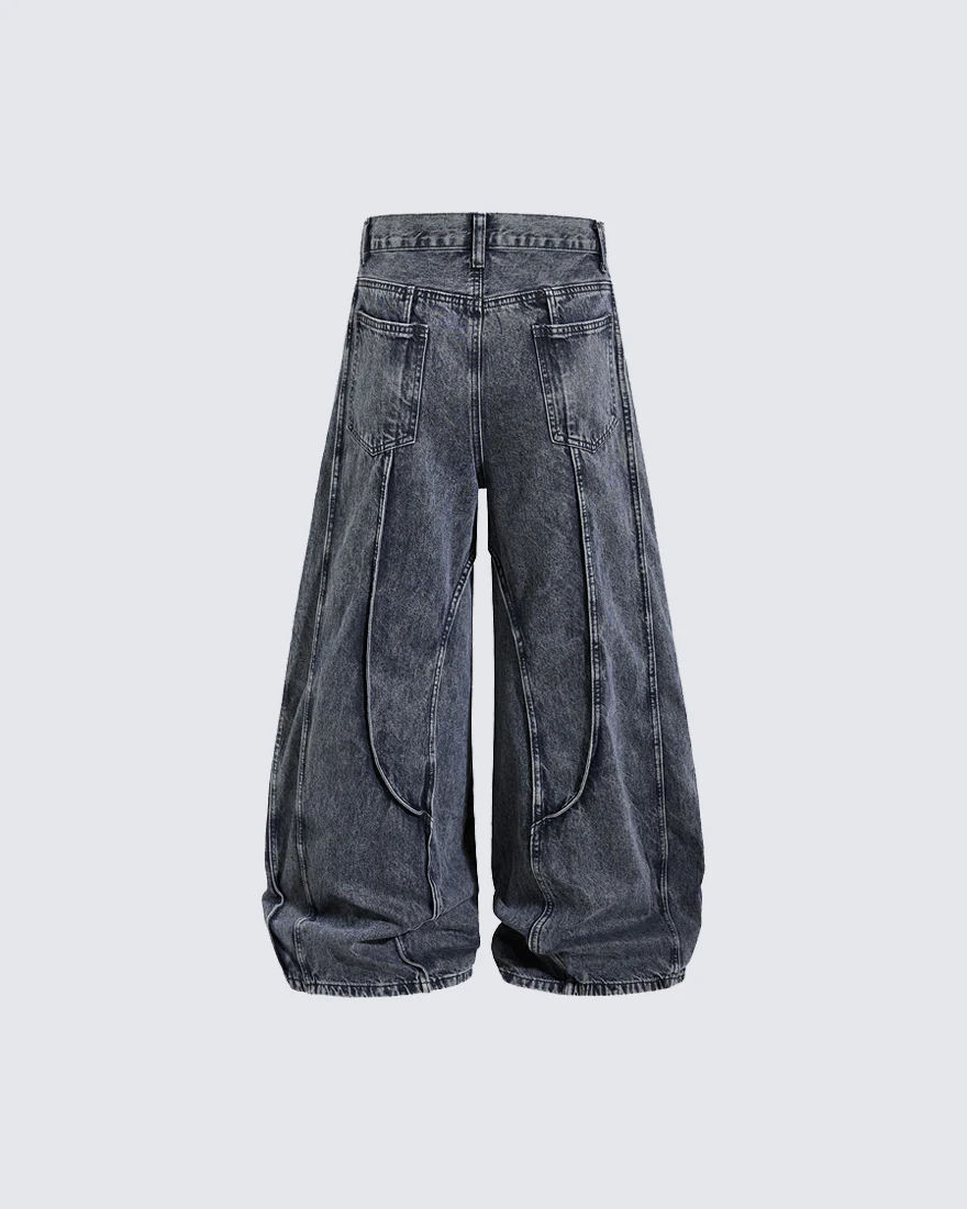 American Wash Patchwork Loose-Fit Denim Pants - Image 3