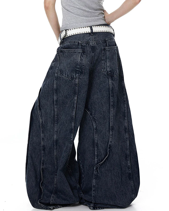American Wash Patchwork Loose-Fit Denim Pants - Image 4