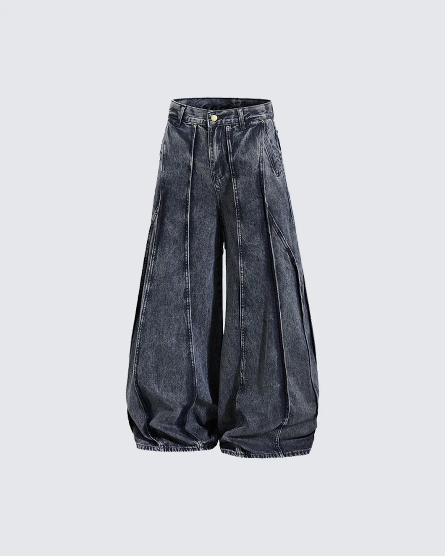 American Wash Patchwork Loose-Fit Denim Pants - Image 6