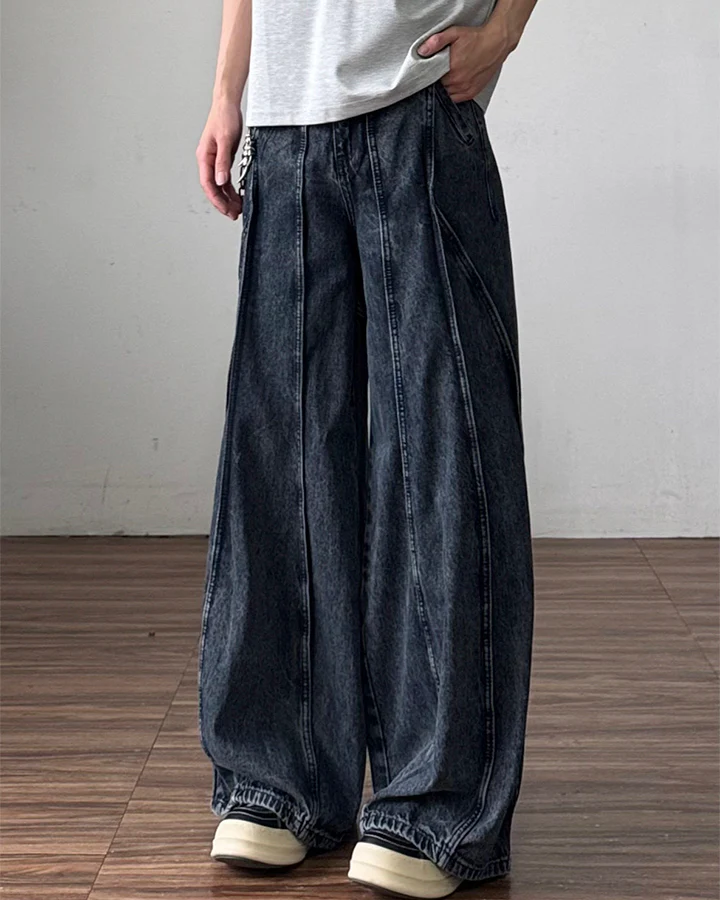 American Wash Patchwork Loose-Fit Denim Pants - Image 7