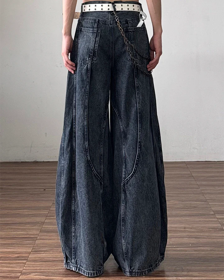 American Wash Patchwork Loose-Fit Denim Pants - Image 8