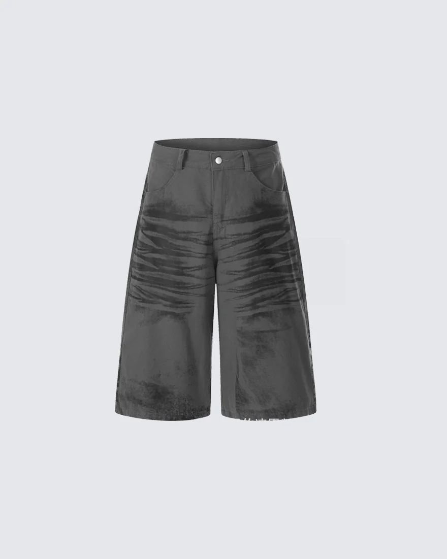 American Washed Ink Print Loose Casual Shorts - Image 2