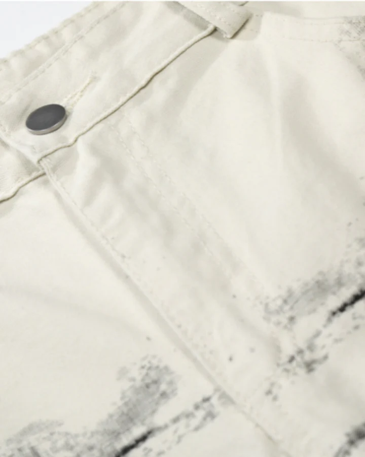 American Washed Ink Print Loose Casual Shorts - Image 6