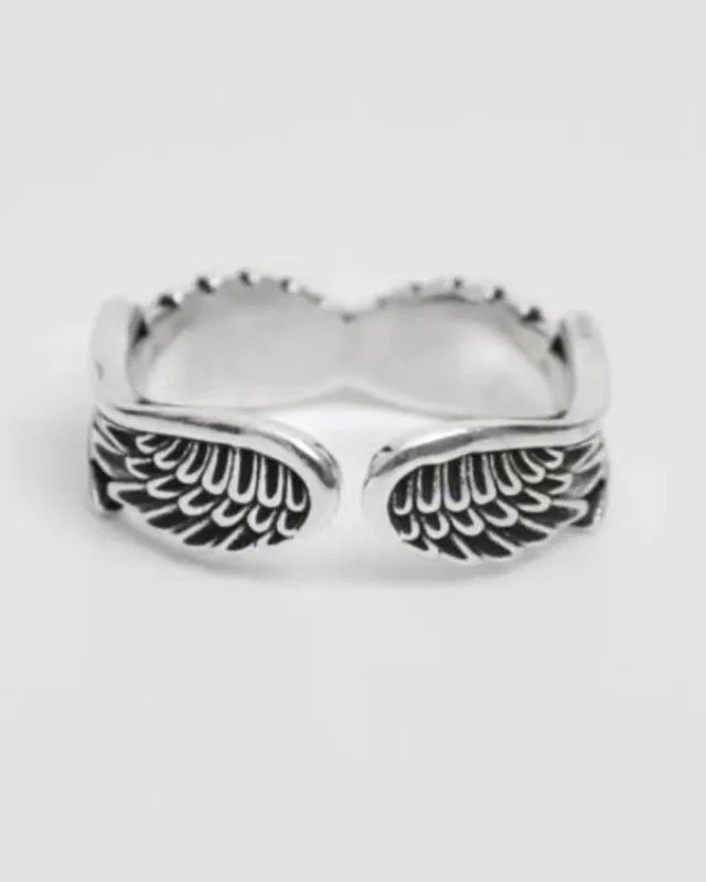Angel Wings Feather Open Ring - Image 3