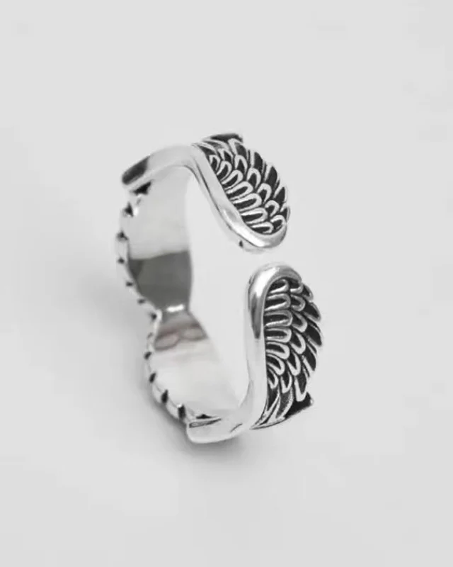 Angel Wings Feather Open Ring - Image 4