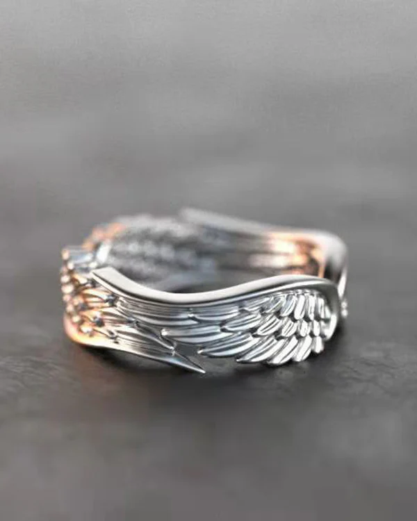 Angel Wings Feather Open Ring - Image 5