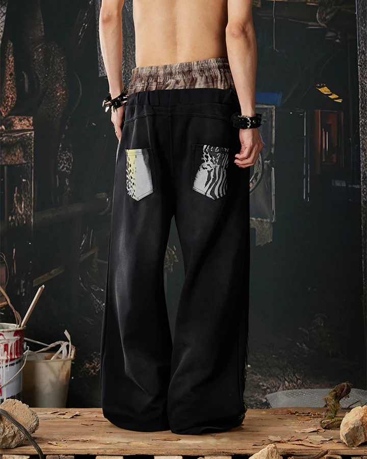 Animal Print Double Waistband Wide-Leg Sweatpants - Image 4