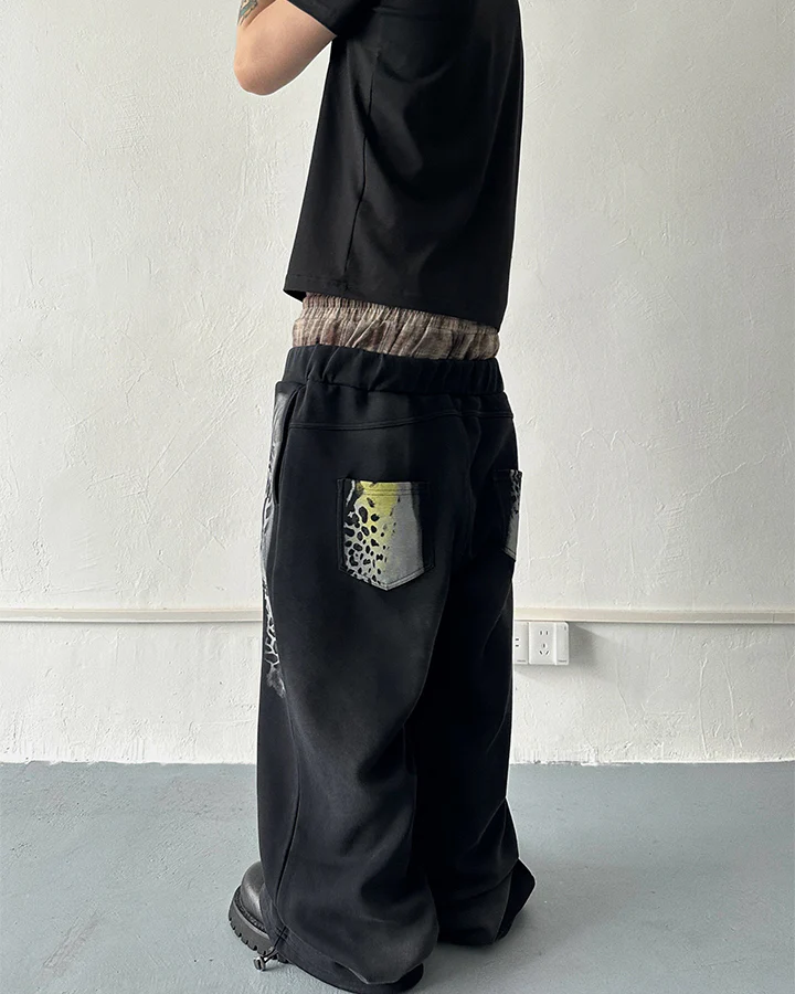 Animal Print Double Waistband Wide-Leg Sweatpants - Image 6