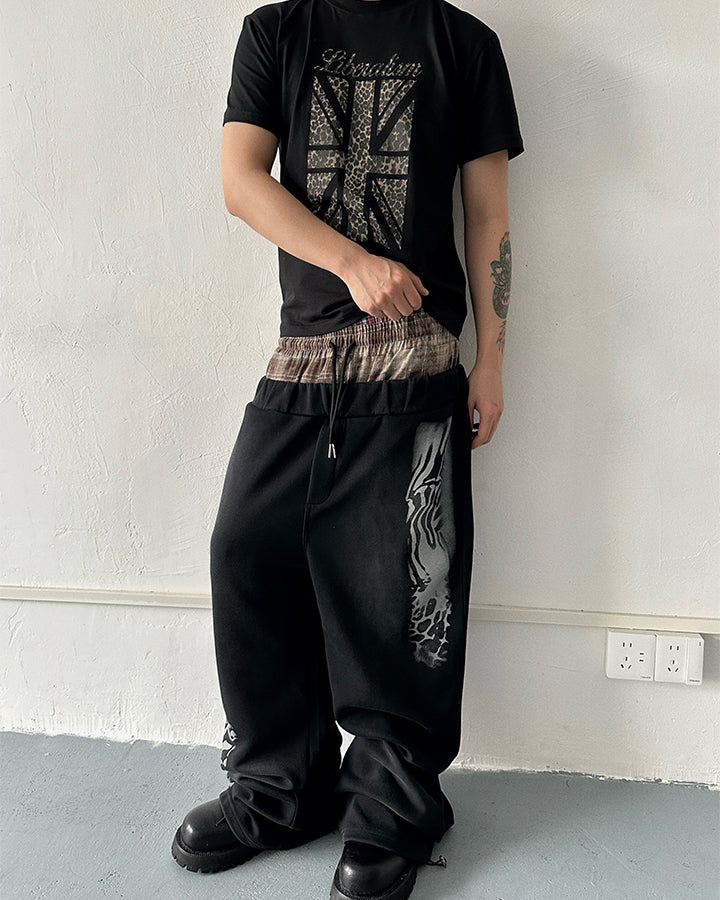 Animal Print Double Waistband Wide-Leg Sweatpants - Image 7
