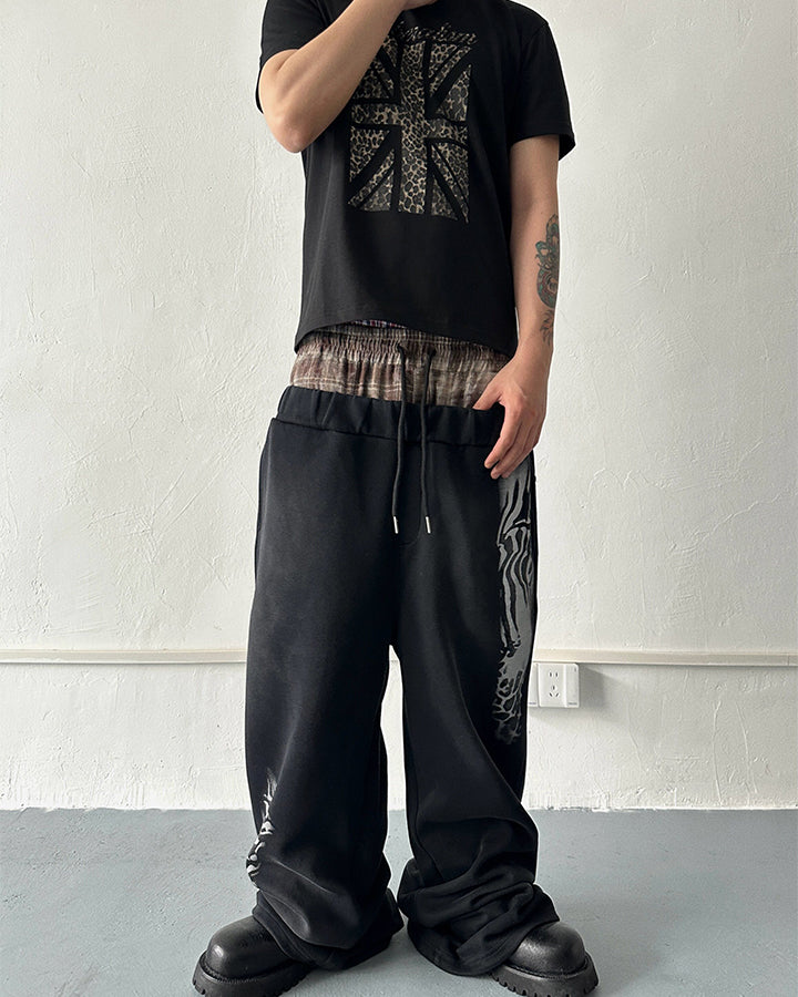 Animal Print Double Waistband Wide-Leg Sweatpants - Image 8