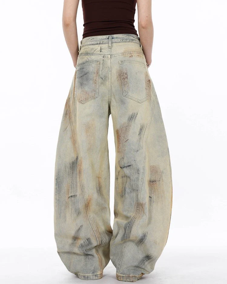 Arc-Cut Distressed Wide-Leg Jeans - Image 2