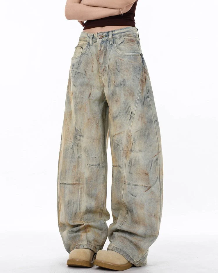 Arc-Cut Distressed Wide-Leg Jeans - Image 3