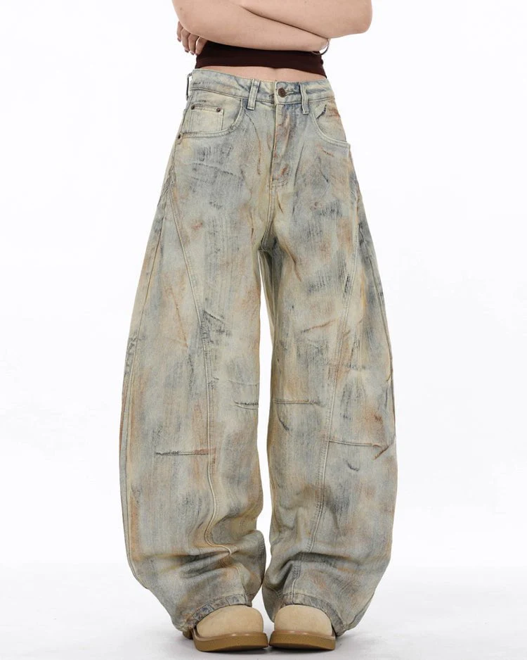 Arc-Cut Distressed Wide-Leg Jeans - Image 4