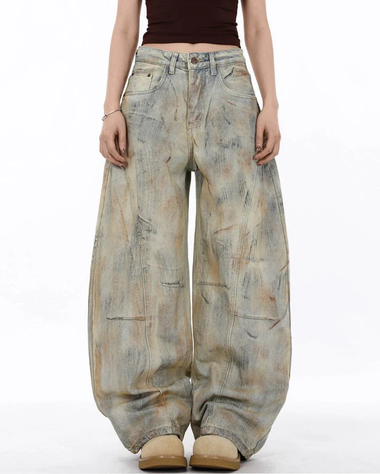 Arc-Cut Distressed Wide-Leg Jeans - Image 5