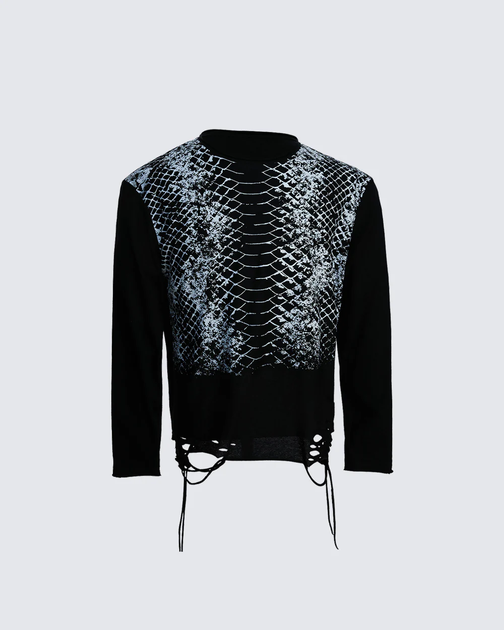 American Street Snake Print Distressed Long Sleeve T-Shirt - Image 2
