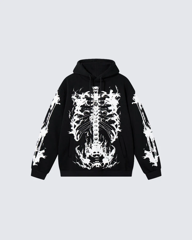 Autumn Winter Gradient Skeleton Print Hoodie - Image 2