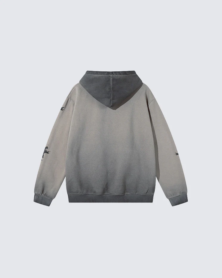 Autumn Winter Gradient Skeleton Print Hoodie - Image 4
