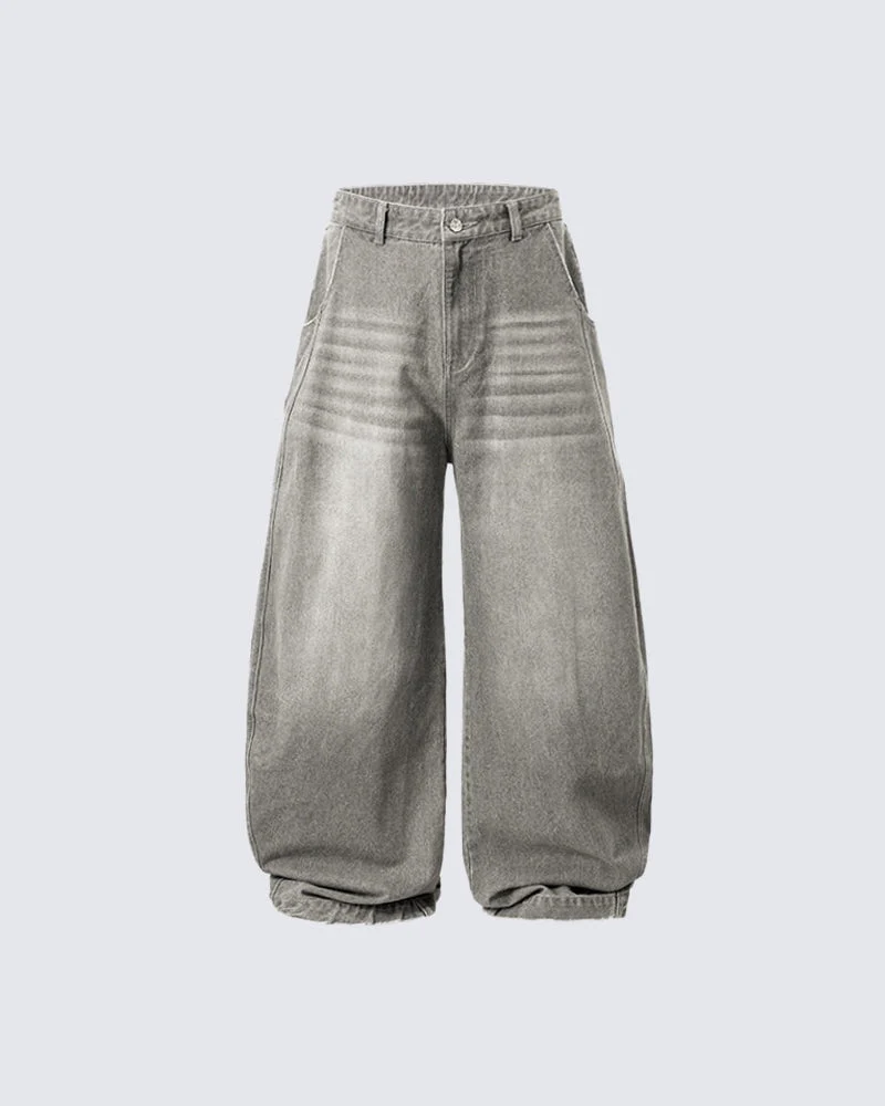 Baggy Washed Denim Scimitar Pants - Image 3