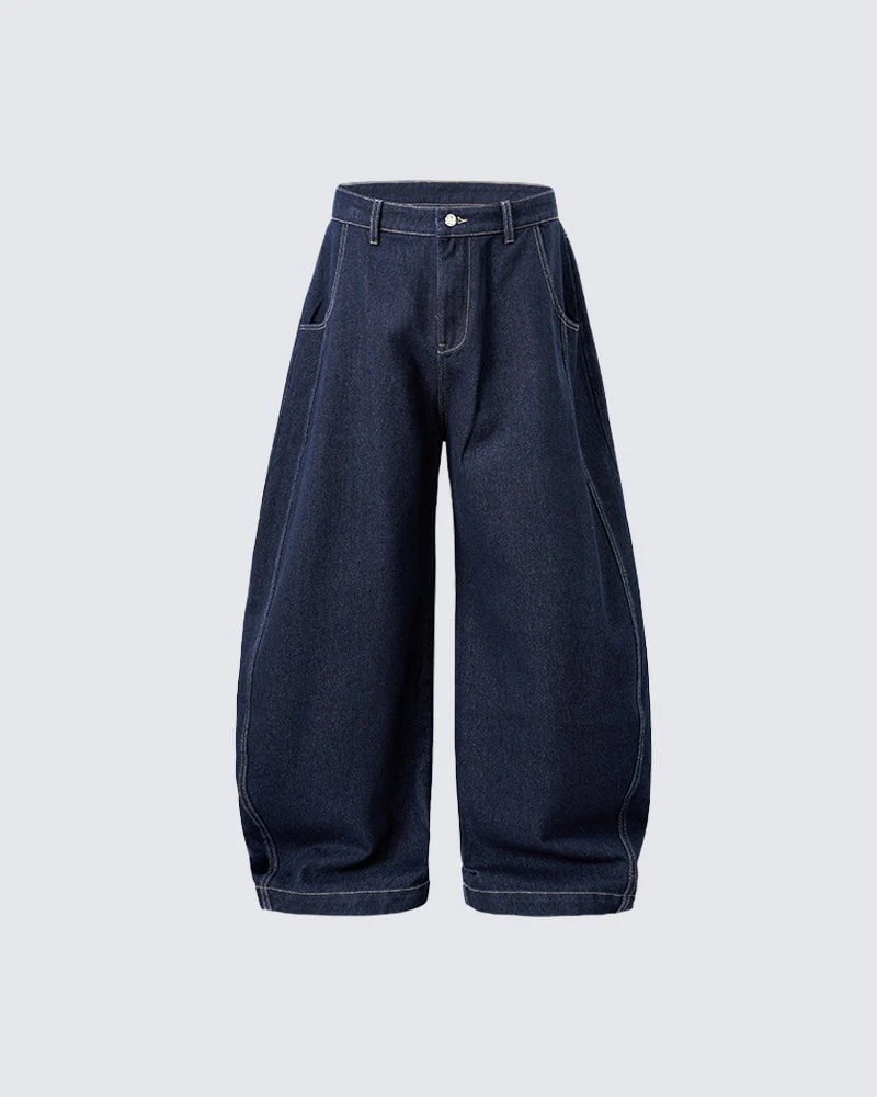 Baggy Washed Denim Scimitar Pants - Image 5