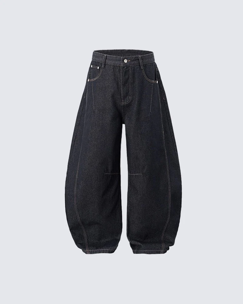 Baggy Washed Denim Scimitar Pants - Image 6