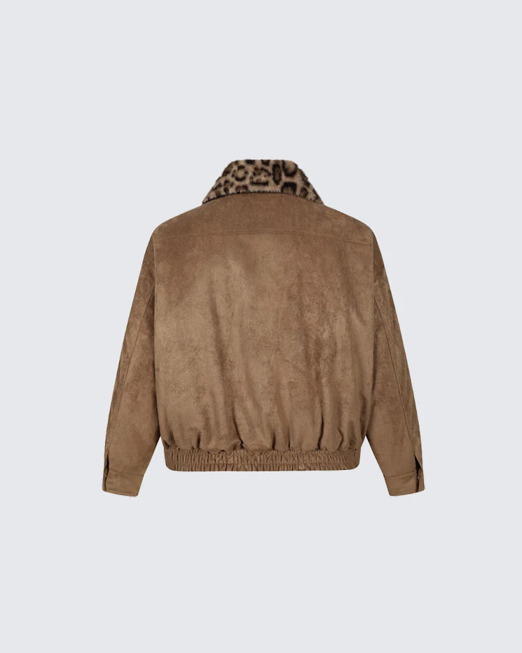 Barn-Style American Leopard Faux Suede Jacket - Image 3