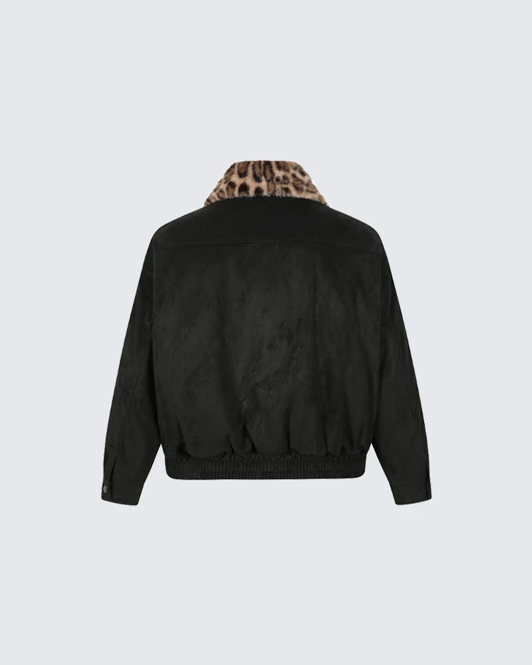 Barn-Style American Leopard Faux Suede Jacket - Image 4