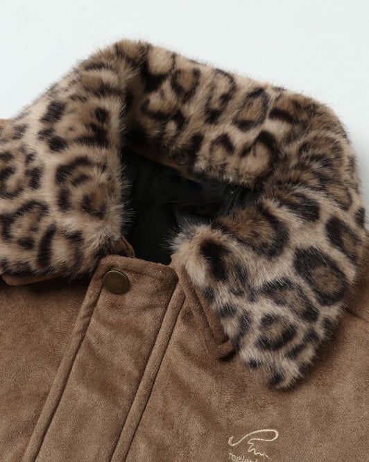 Barn-Style American Leopard Faux Suede Jacket - Image 6