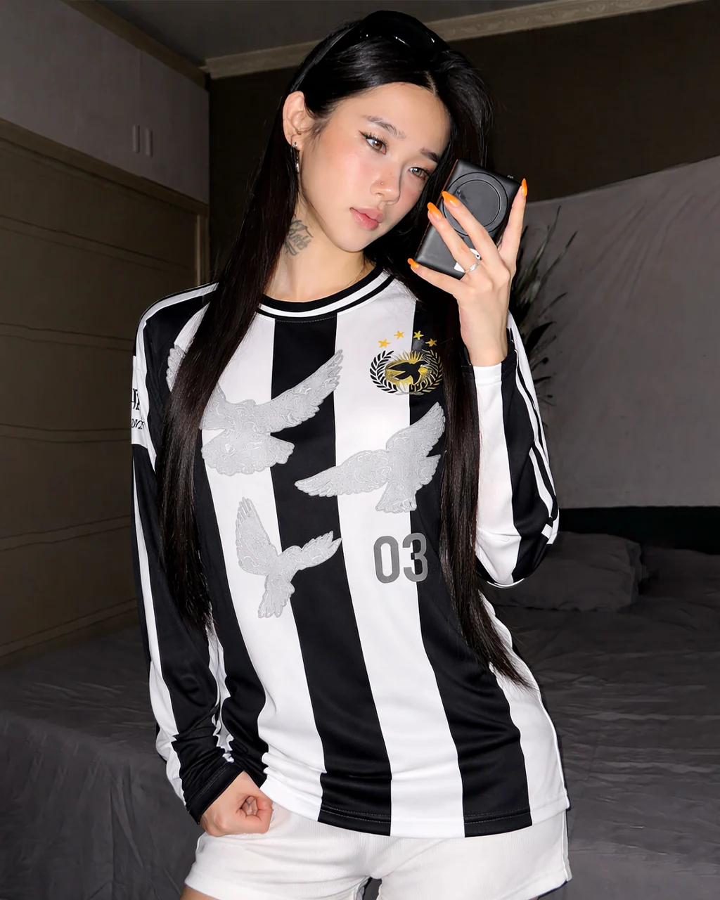 Bird Graphic Striped Long Sleeve T-Shirt - Image 2