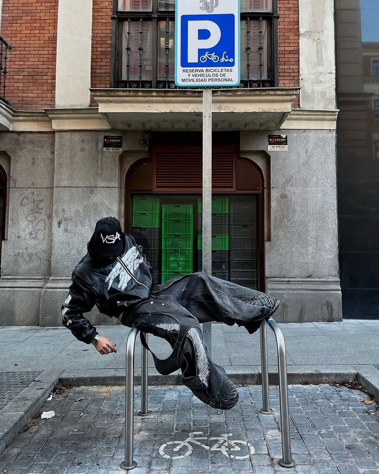 Black and Silver Techwear Bomber Jacket - Image 2