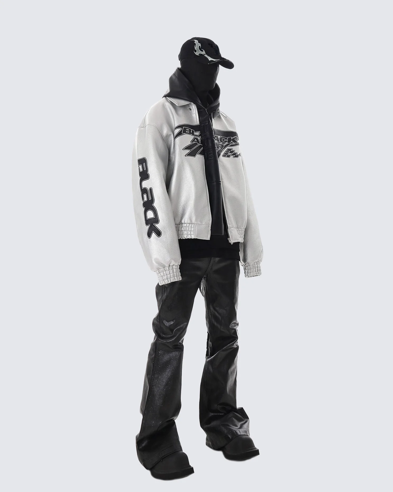 Glossy Patent Leather Bootcut Jeans - Image 3
