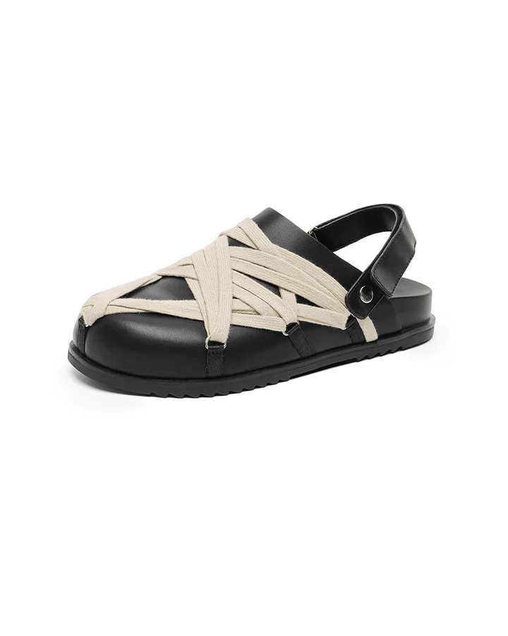 Black Crisscross Strap Slingback Sandals - Image 3