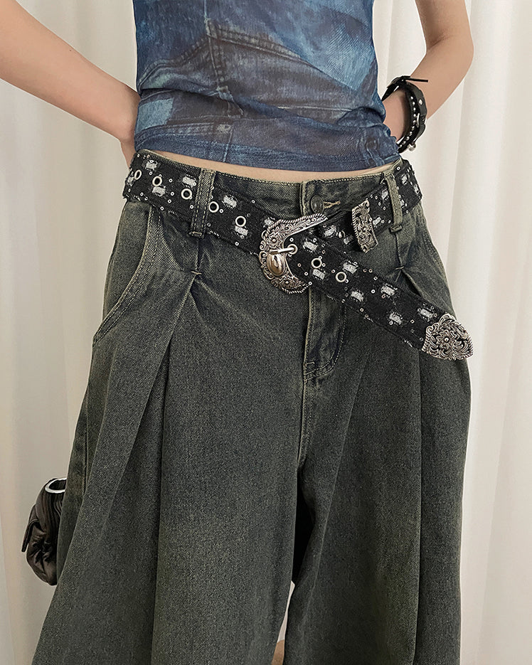 Retro Embossed Leather Belt - Image 3
