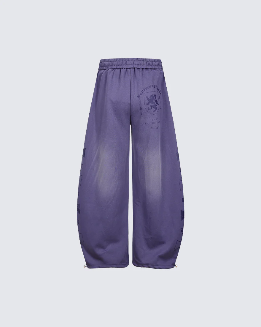 Black Gothic Letter Print Wide-Leg Sweatpants - Image 11