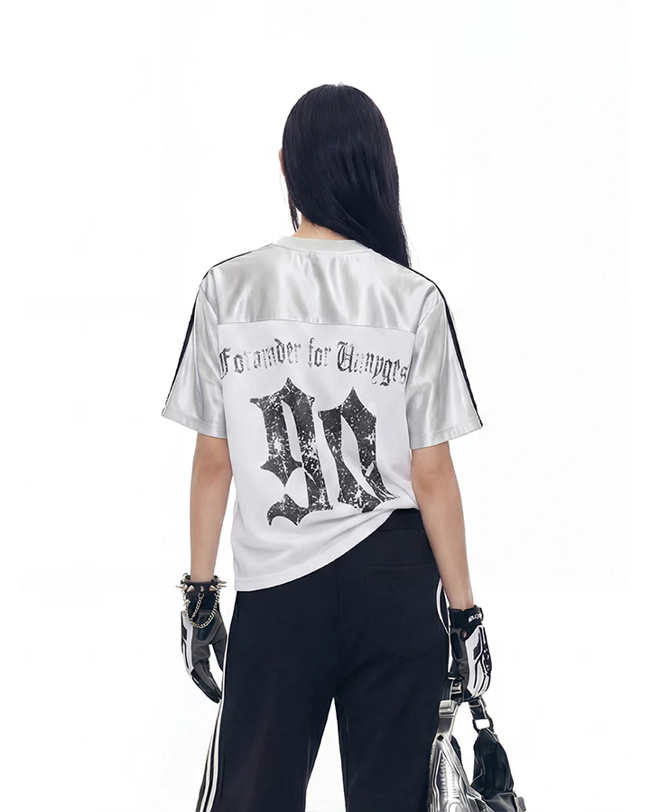 Black Gothic Letter Stripe Sport T-Shirt - Image 13