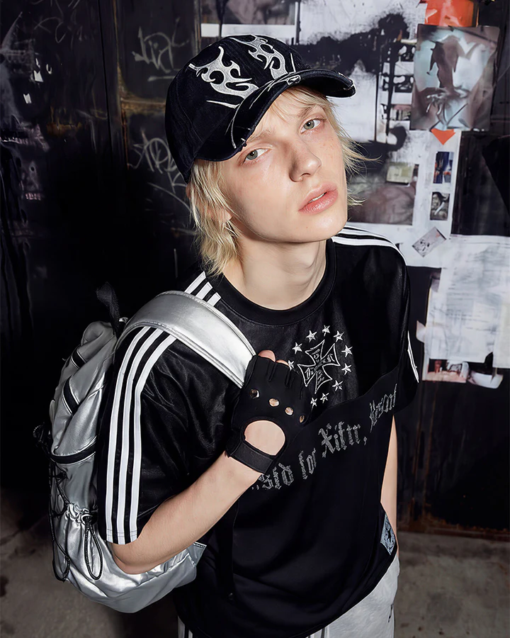 Black Gothic Letter Stripe Sport T-Shirt - Image 3