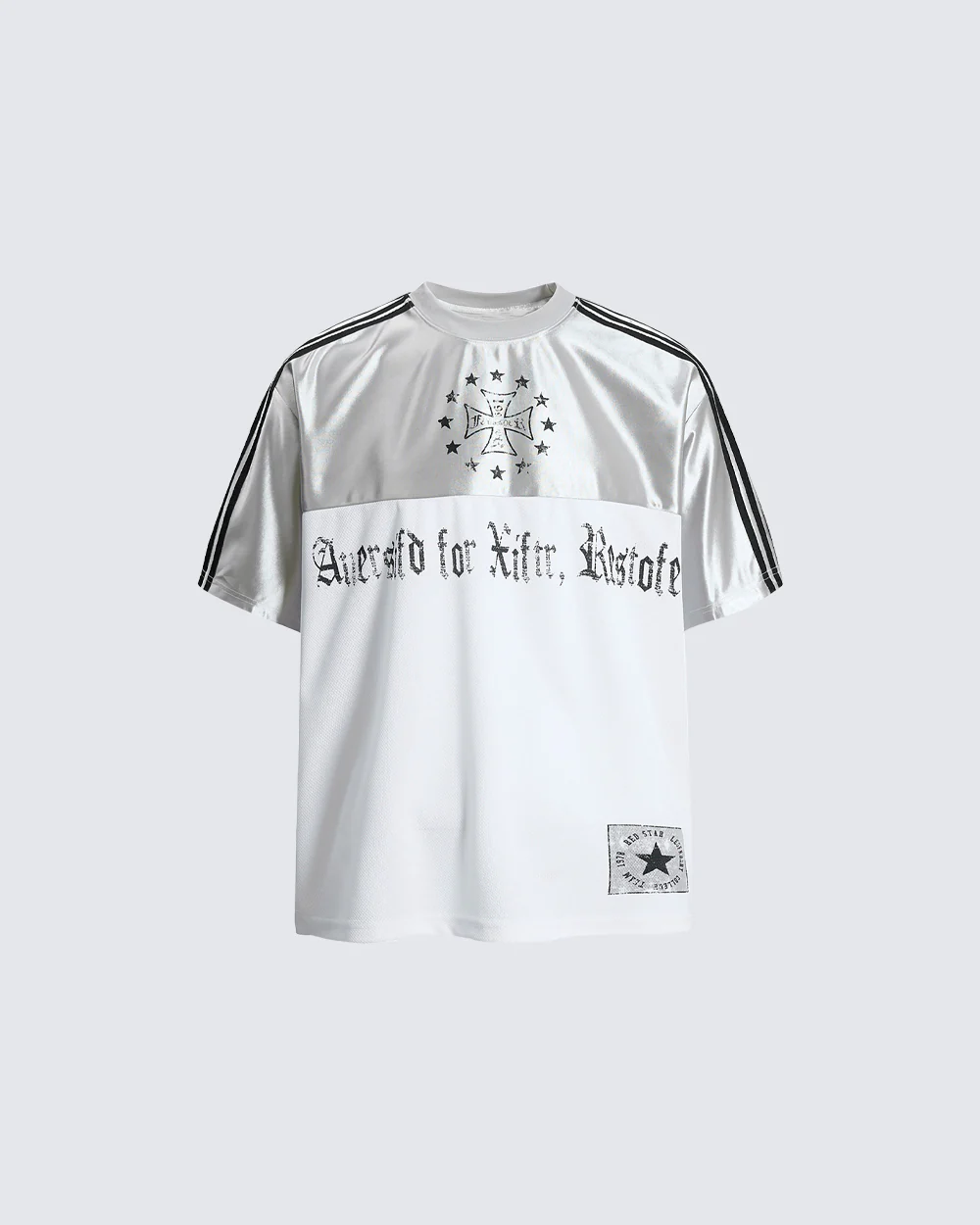 Black Gothic Letter Stripe Sport T-Shirt - Image 4