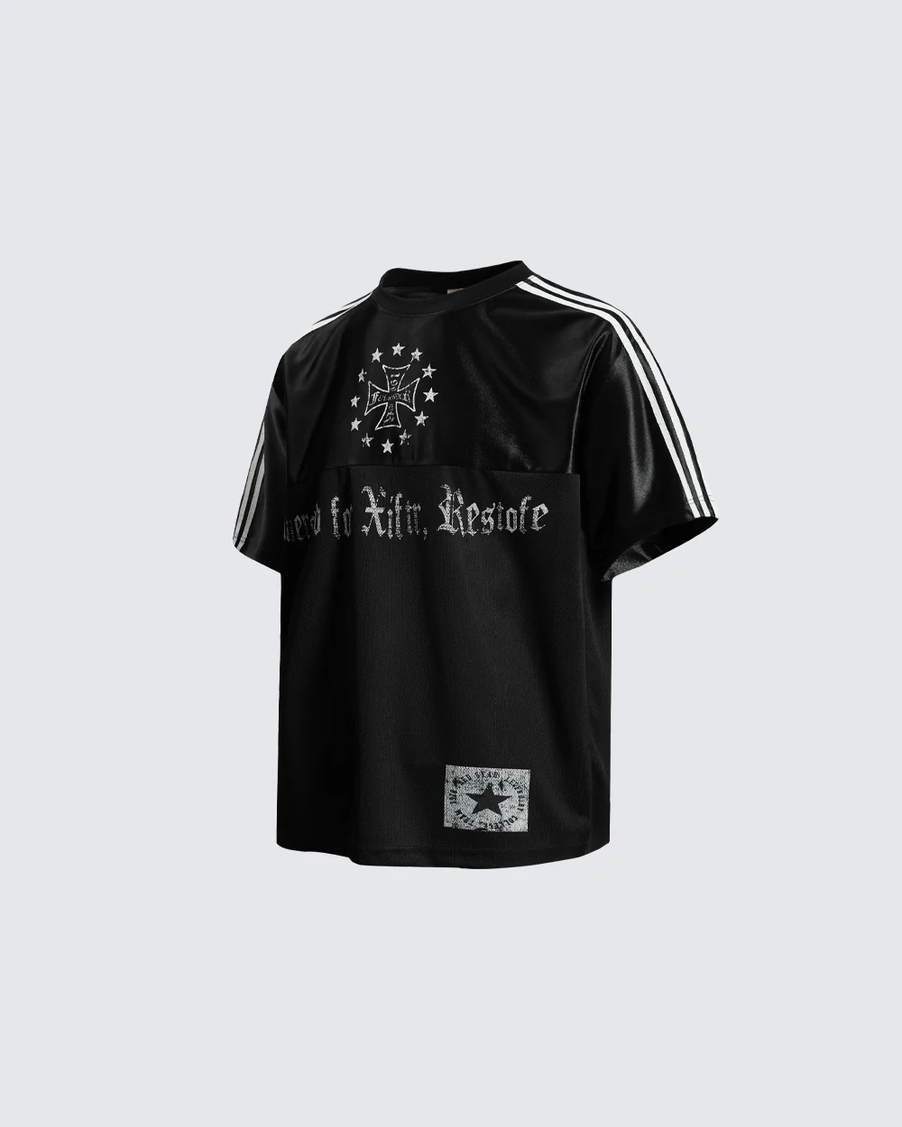 Black Gothic Letter Stripe Sport T-Shirt - Image 6